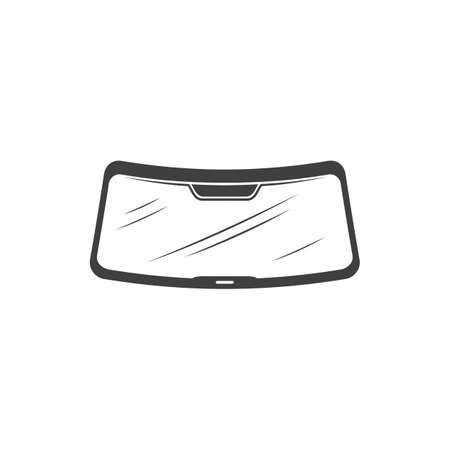 Car windshield or windscreen auto glass front wind. Vector isolated vehicle windshield iconのイラスト素材