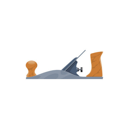 Plane tool, carpentry and woodwork instrument, vector flat icon. Wood work carpenter and handyman plane tool, handicraft and woodcraft joiner equipmentのイラスト素材