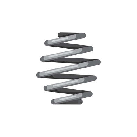 Metal spring suspension isolated vehicle spare part realistic icon. Vector spring car detail elastic object that stores mechanical energy, designed for compression and tension. Automobile partsのイラスト素材