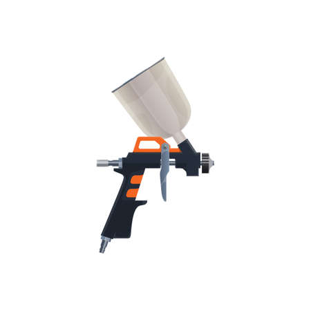 Paint spray gun, painting and finishing work tool, vector flat icon. Remodeling, repair and renovation or interior painting sprayer gun or varnish airbrushのイラスト素材