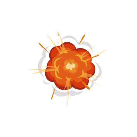 Atomic bomb explosive detonation isolated fat cartoon icon. Vector nuclear bomb explosion, cartoon...
