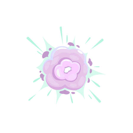 Radiation and smoke, blast and burst sign, atomic radioactive hydrogen bomb explosion isolated. Vector atom exploding effect with water splashes. Exploding nuclear bomb boom cartoon designのイラスト素材