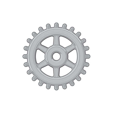 Cogwheel car detail isolated vehicle spare part icon. Vector industrial transmission crankshaft gearwheel or rackwheel, cog screw-wheel moving mechanism. Mechanical moving gearのイラスト素材
