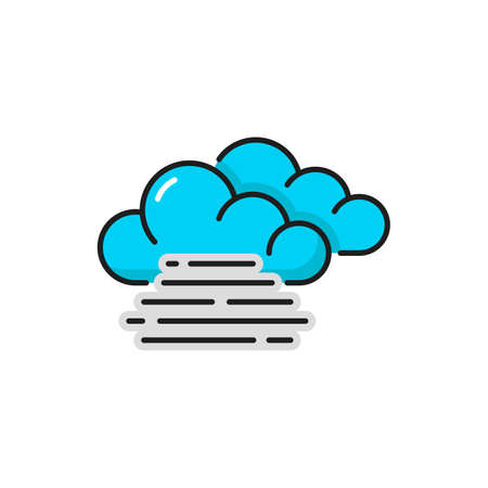 Weather forecast color outline icon, vector cloud and fog pictogram. Weather forecast temperature and meteorology symbol of foggy cloud for rain and snow forecastのイラスト素材