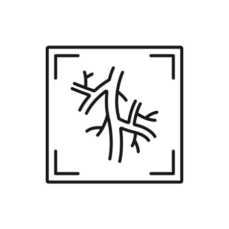 Computed tomography angiogram isolated CT test outline icon. Vector X-rays of blood vessels that go to heart, lung or brain, head or neckのイラスト素材