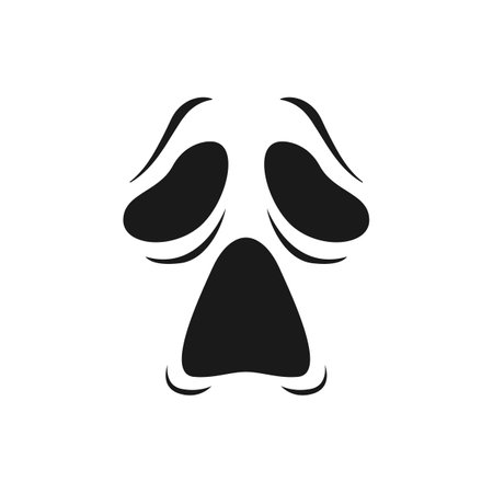 Yell monster face vector icon, scary evil emoji with unhappy creepy eyes and yelling open mouth. Ghost, jack lantern Halloween pumpkin scream emotion, isolated monochrome character faceのイラスト素材