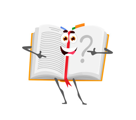 Cartoon school textbook book character. Back to school, kids education and learning, literature and reading cheerful personage, isolated vector funny book, diary or notebookのイラスト素材