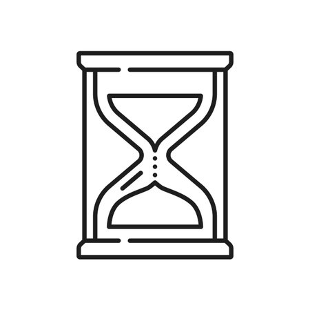Hourglass isolated retro measuring device thin line icon. Vector sand clock, countdown timer....