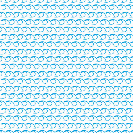 Blue ocean and sea waves seamless pattern. Vector repeating abstract background, simple nautical ornament with curly water splashes. Marine tile backdrop for fabric, textile, wrapping paper designのイラスト素材