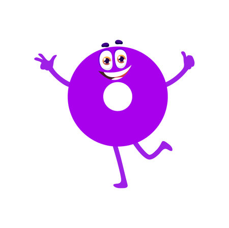 Ring math shape character, round circle with hole in center geometric figure personage. Isolated vector education creature for kids school mathematics and geometry lessons, educational classesのイラスト素材