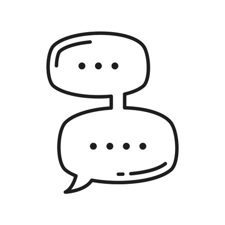 Outline double chat box, conversation or communication frame talk say speech bubble isolated outline icon. Vector speech balloon chat, comment or gossipのイラスト素材