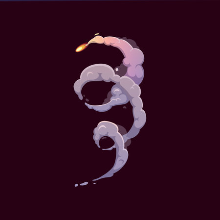 Rocket smoke trail or jet plane fire steam contrail, cartoon vector. Rocket launch smoke trail or speed air cloud of space airplane and spaceship, spiral smoke track tail or jet trace cartoon effectのイラスト素材