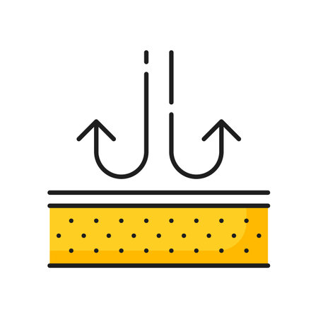 Waterproof fabric, liquids resistant surface. Waterproof breathable mattress, anti corrosion material outline icon. Vector skin care and protection signのイラスト素材