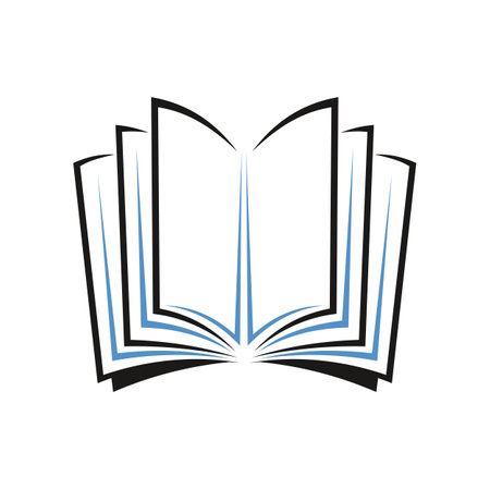 Opened book symbol or icon. Bookstore, literature teaching or college study abstract vector pictogram. University learning or science knowledge minimalistic emblem or sign with textbook symbolのイラスト素材