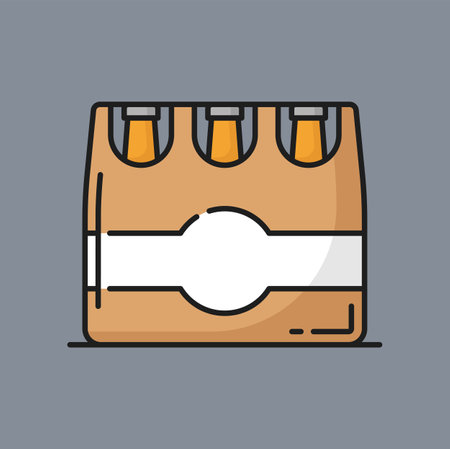Soda or beer package template isolated color line icon. Vector bottles in paper wrap, cold drink in plastic packaging, cardboard box with beveragesのイラスト素材