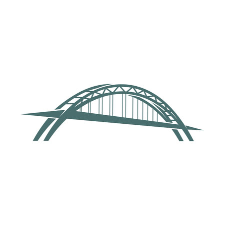 Bridge icon for transportation and travel company, construction building and partnership vector symbol. Bridge arch sign for corporate network or trade business company and industrial buildingのイラスト素材