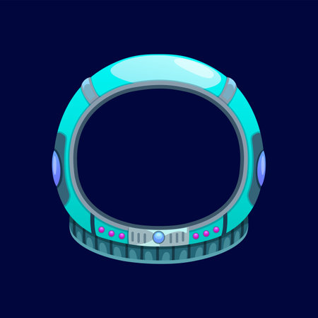 Spaceman cosmonaut mask, helmet for photo booth. Vector cute helmet for video chat face effect. Cute astronaut headset sticker frameのイラスト素材