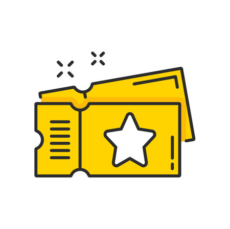 Lottery tickets icon, vector loyalty benefits, bonus points, reward or prize of special customer program. Discount coupon, cashback check, gift or present voucher color line symbol with starのイラスト素材