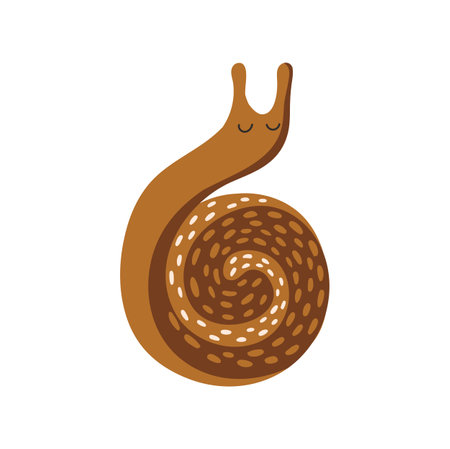 6 digit ABC font element isolated cartoon snail digital numeral, calendar, calculator element. Vector 6th in shape of funny autumn animalのイラスト素材