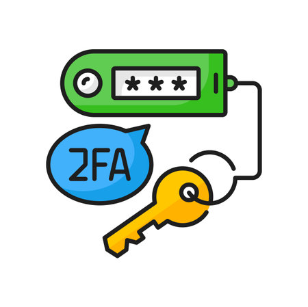 2fa two steps authentication security password with key and code. Vector otp code, account...