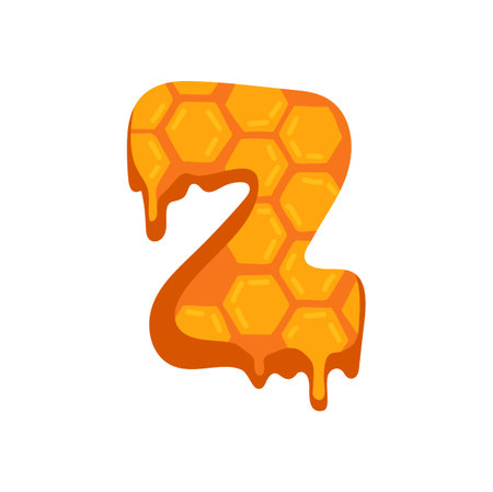 Z autumn font, capital uppercase letter of sweet honey honeycomb. Vector autumn type ABC, typeset or type element. English Latin alphabet fontのイラスト素材