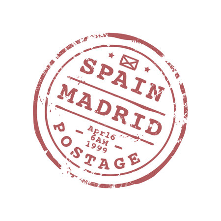 Spain Madrid postage passport visa travel stamp, Europe immigration office border control mark. Vector arrival visa in airport templateのイラスト素材