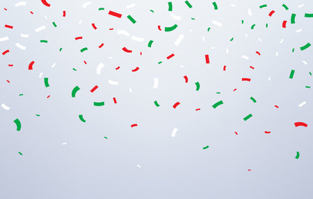 Mexico red, green and white confetti. Independence day background, creating a joyful atmosphere of national pride, patriotic spirit and excitement. Celebration of the holiday cultural heritageのイラスト素材