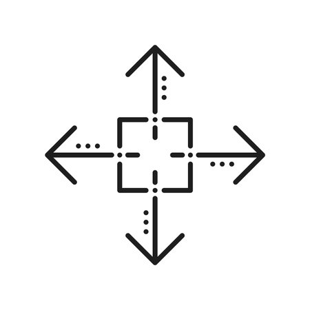 Compact size, change scale, resize picture, full screen icon. Scale fit vector business concept. Reduce zoom change sign window, thin lineのイラスト素材