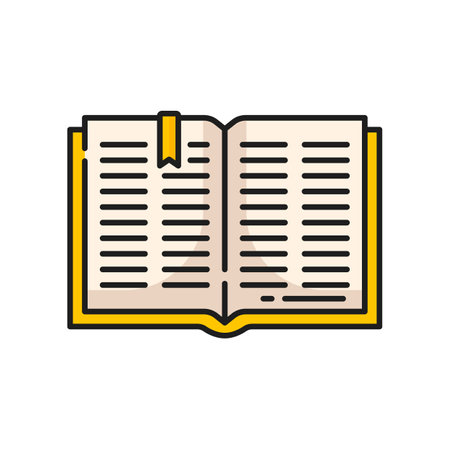 Agama book Jainism religion icon. Vector Tantric literature and scripture of Hindu. Agama text of cosmology, epistemology, philosophical doctrines, meditationのイラスト素材