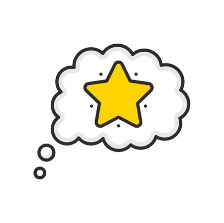 Loyalty star speech bubble icon, vector benefits and bonus points. Prize, reward or gift of customer loyalty incentive program isolated symbol of color line gold star in comic speech balloonのイラスト素材