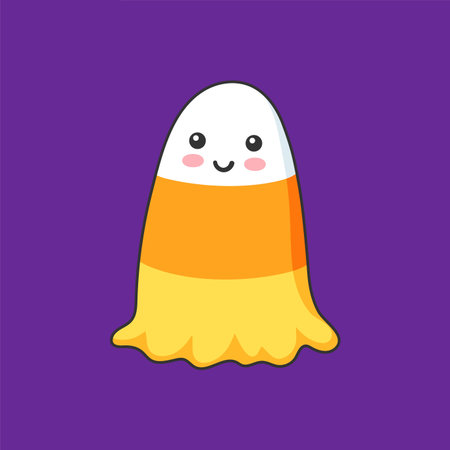 Cartoon kawaii Halloween ghost character as sweet candy for trick and treat horror night, isolated...