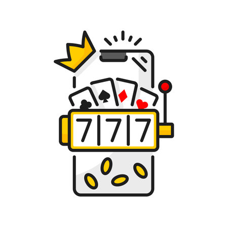 777 reeling gambler roulette, playing device slot color line icon. Vector slot machine with lucky sevens, combination gambling game machineのイラスト素材