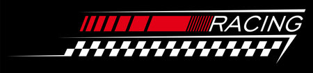 Car race checkered flag start or finish sign, motor vehicle speed racing, rally sport emblem. Vector...