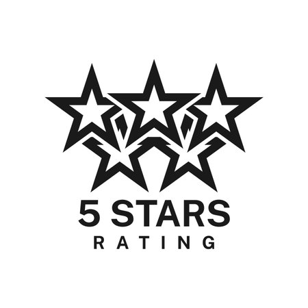 Five star rating icon, best award and quality or review rate vector symbol. 5 stars rating icon for customer service satisfaction, top rank award for high quality service and opinion feedbackのイラスト素材