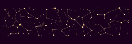 star constellation border. night galaxy space sky map, mystic astrology. Vector background for...