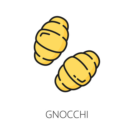 Conchiglie type of pasta color outline icon. Vector miniature conchigliette, italian cuisine food. Gnocchi pasta in shape of shells or seashellsのイラスト素材