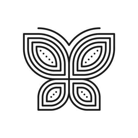 Abstract insect, butterfly graphic outline icon. Butterfly abstract icon, bug lineart pictogram or spring insect monochrome line vector print or pictogram. Animal contour tattooのイラスト素材
