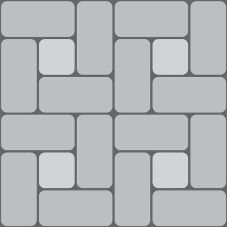 Pavement bricks and cobblestone, parquet paving pattern for garden sidewalk. Vector top view of street, path or alley floor textureのイラスト素材