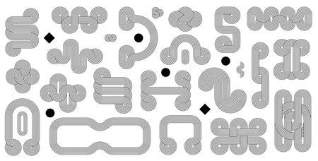 Geometric line zen arch patterns, nordic figures and stroke shapes. Vintage line art geometric...