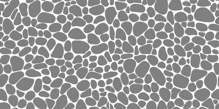 Gravel and pebble stone pattern for floor tile or paving, vector background. Mosaic gravel and cobblestone pebbles pattern of soft shape stones, ceramic rocks and round irregular cobbles for tileのイラスト素材