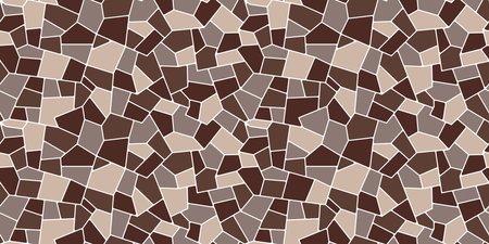 Brown splinter mosaic stone tile pattern background for paving floor, vector texture. Abstract geometric mosaic pattern of stone splinters and broken ceramic pieces for terrazzo pavement or floor tileのイラスト素材