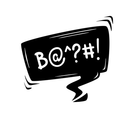 Comic swear speech bubble, angry word, aggressive curse, bad or hate talk vector cloud. Anger shout, rude scream or exclamation comic balloon with censored text of negative emotion expressionのイラスト素材