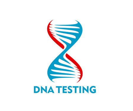 Dna helix icon, science research, gene technology. Isolated vector sign or emblem for scientific laboratory with DNA spiral. Symbol of biotechnology lab researching, innovation and medical advancementのイラスト素材