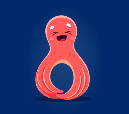 Underwater sea animals in font or undersea type, number 8 cartoon octopus, vector funny character. Number Eight 8 of sea animals font or ocean alphabet and numeral typeface in shape of cute octopusのイラスト素材