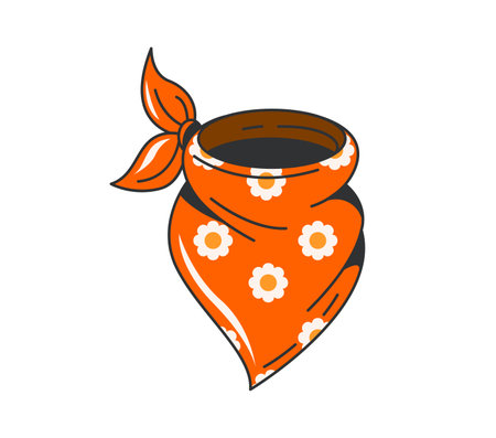 Cartoon retro groovy cowboy neckerchief of Wild West, vector western symbol. 70s or 80s groovy retro cartoon neck kerchief or bandit bandana of Wild West robbers and Western Texas cowboysのイラスト素材