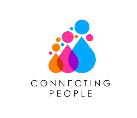 Community connect and people together icon for teamwork or family union, vector emblem. Connecting social unity icon with people symbols for team network, business partnership and social communicationのイラスト素材