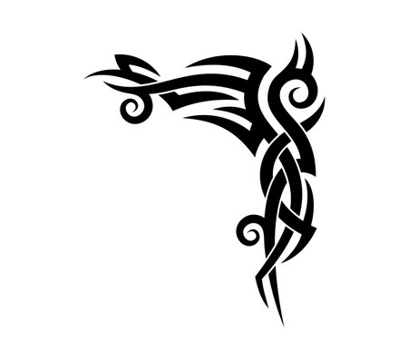 Celtic or Maori Polynesian tribal tattoo ornament and Hawaiian pattern, vector art design. Abstract tribal tattoo for sleeve arm with black intricate ornament of Maori or Celtic and Sigilism styleのイラスト素材