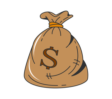 Cartoon retro groovy dollars money bag of Wild West, vector 70s or 80s western symbol. Groovy retro cartoon bank money sack with dollars, Wild West robber bandits reward or Texas Western cowboys artのイラスト素材