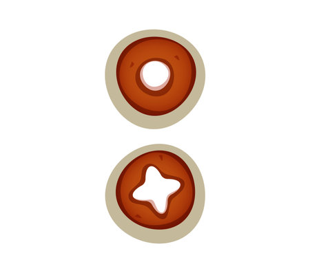 Christmas font, gingerbread cookie type or biscuit colon symbol, vector Xmas holiday typeface. Christmas font punctuation mark of colon or two dots gingerbread cookie with icing for holiday greetingのイラスト素材