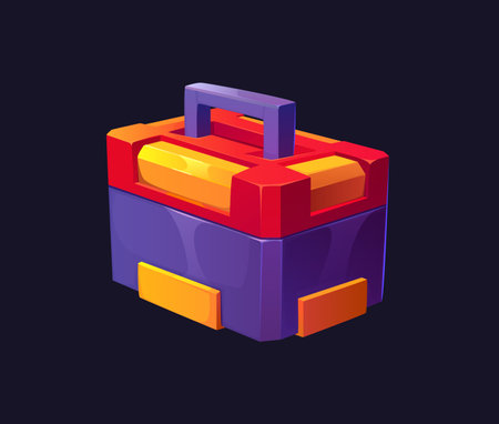 Cartoon futuristic Sci Fi game toolbox or space chest for galaxy adventure, vector icon. Fantasy space arcade game element of cartoon box or spaceman toolbox and bonus chest for galaxy adventure GUIのイラスト素材